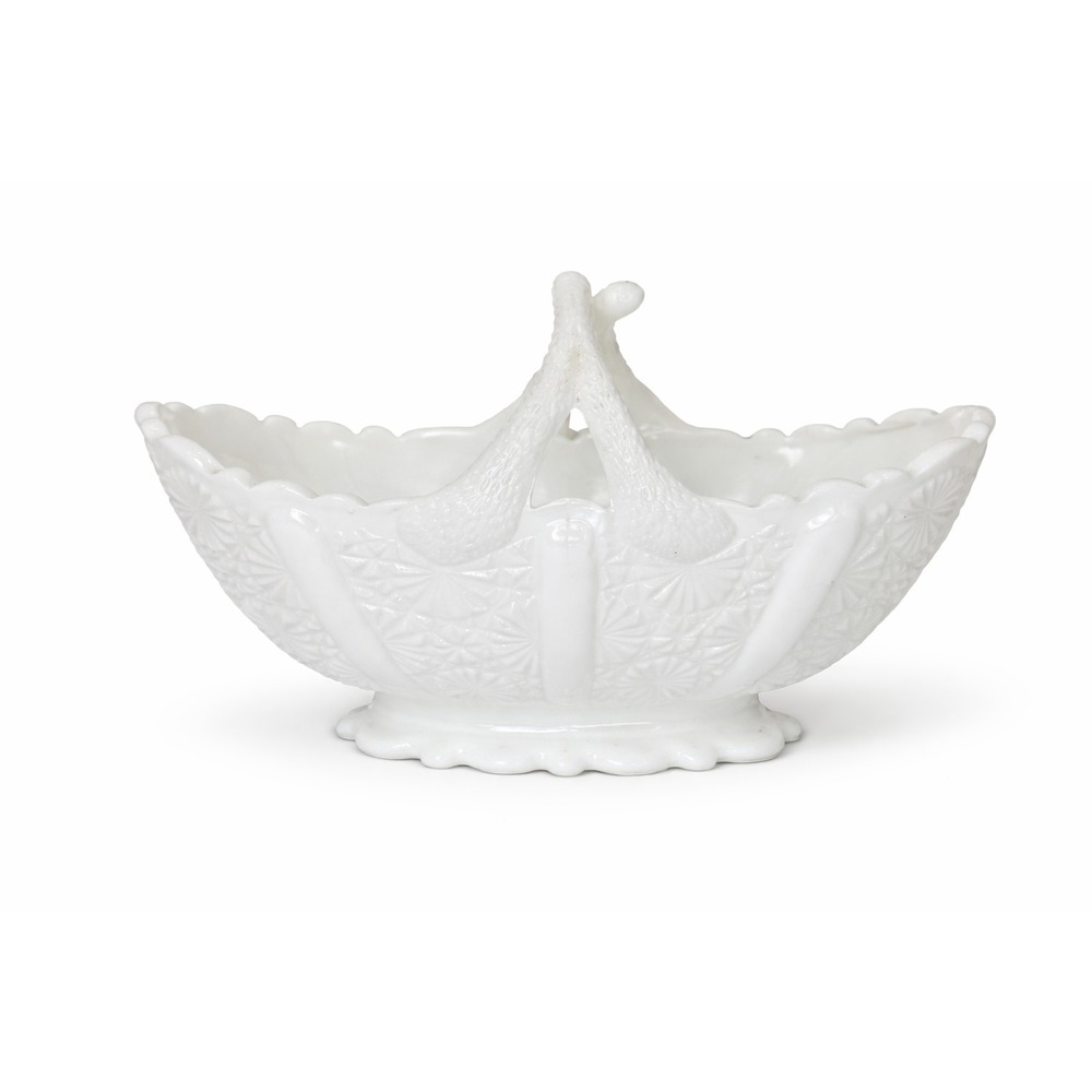 VTG Milk Glass Swan Double Dish Candy Bowl Divided Handle Centerpiece Decor
